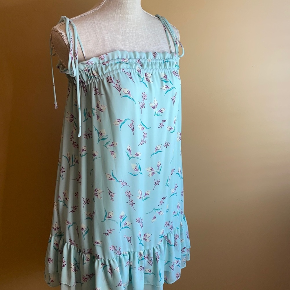 Teal floral pattern dress